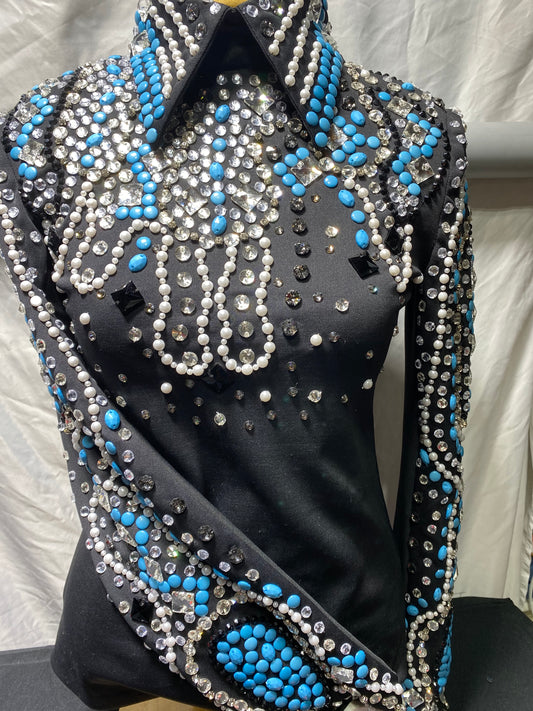 Black Shirt with Blue Bling