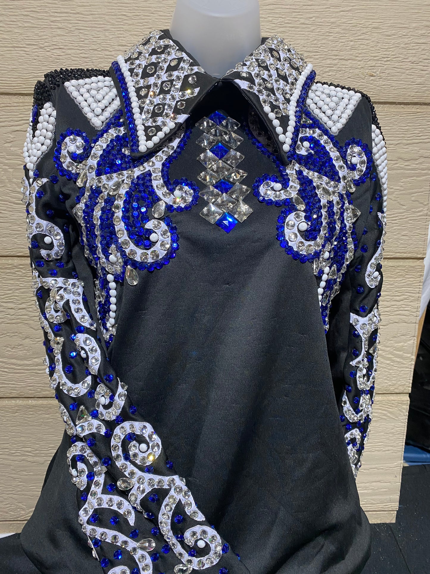 Black Shirt with White & Blue Bling